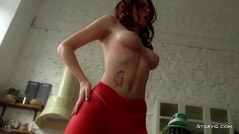 Hot Russian Babe Ingaq Stripping Her Red Pantyhose In This Exclusive Video