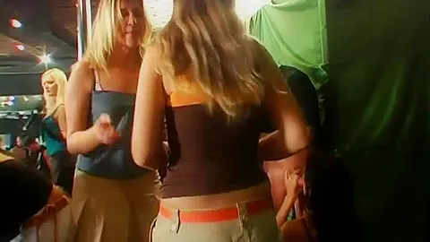 Slutty party chicks sucking cocks in club orgy