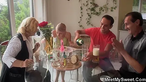 Eold Couple And Blondy Girl Threesome Orgy