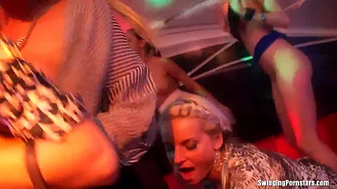 Bi club bitches having public sex orgy