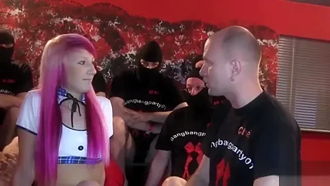 Sexy Petite Redhead in Sperm Gangbang