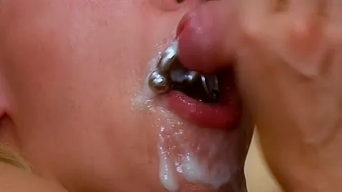 Little Sam takes huge cum on tits after creampie