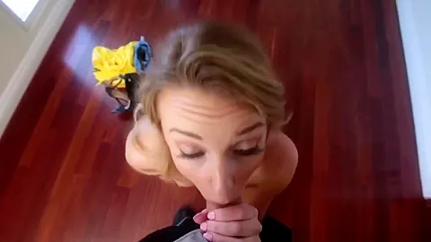 Skanky stepsister sucking and tugging