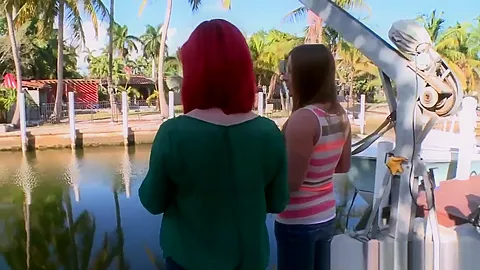 Redhead lesbian babe gets orally pelasured