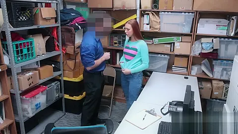 Redhead Ornella gets her tight cunt demolished when found robbing
