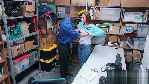 Redhead Ornella gets her tight cunt demolished when found robbing