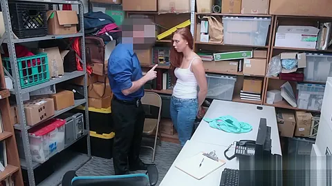 Redhead Ornella gets her tight cunt demolished when found robbing