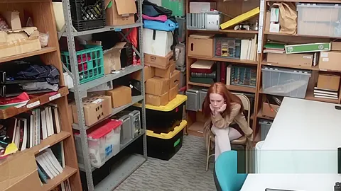 Hot redhead Ella complies with horny officerss order of stripping down