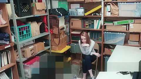 Hot redhead Katy gets stuffed by officers hard cock in different poses