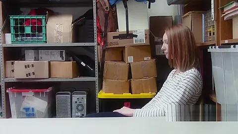 Hot redhead Katy gets stuffed by officers hard cock in different poses
