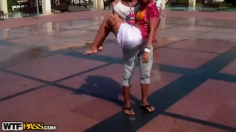 Fellow seducing two amateur chicks to have fuck