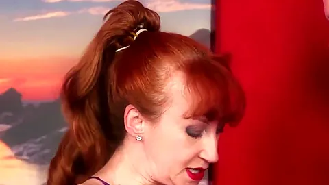 Mature CFNM redhead shows teens 18+ how to tug