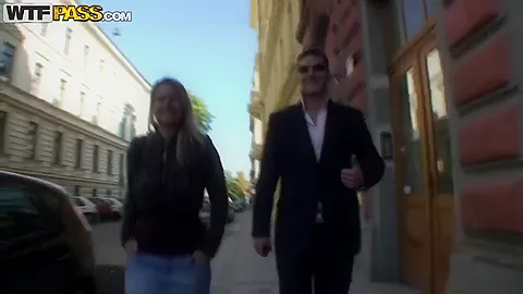 Hot Janet taking a walk over town with her handsome boyfriend