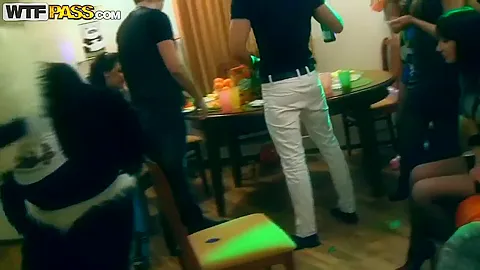 Group of guys and beauties in hot sex party