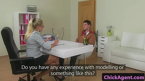 woman interview agent cumsprayed in mouth