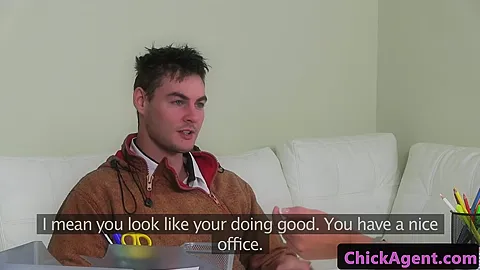 woman interview agent cumsprayed in mouth