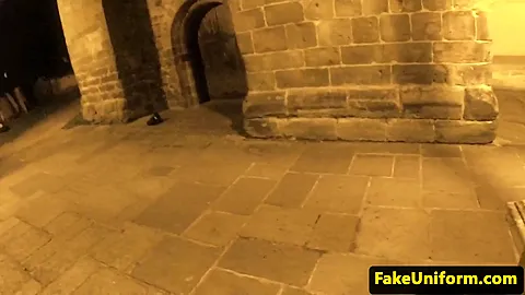 Stockinged european pussyfucked outdoor by cop