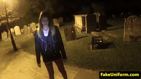Stockinged european pussyfucked outdoor by cop