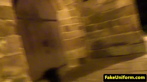 Stockinged european pussyfucked outdoor by cop