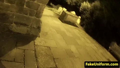 Stockinged european pussyfucked outdoor by cop