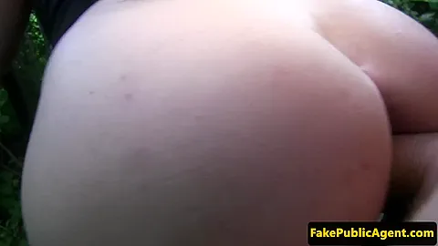 Pulled european cocksucker doggystyled outdoors
