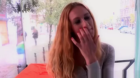 Ginger exhibitionist deepthroats big cock