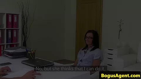 glasses euro squirts while fingerfucked at interview