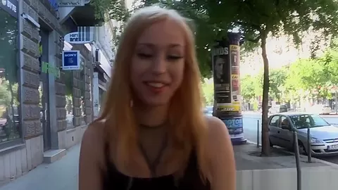 Ginger exhibitionist rides cock in a truck