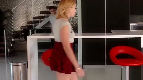 Banged teen 18+ stepsister gobbles big cock