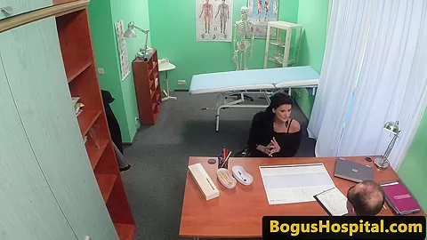Stockinged european pussyfucked by lucky doctor