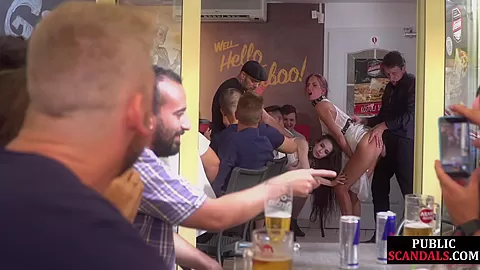 Submissive useless babes throatfucked in public orgy