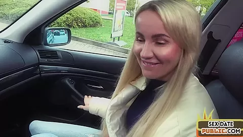 Public European babe pussyfucked outdoor by her sex date