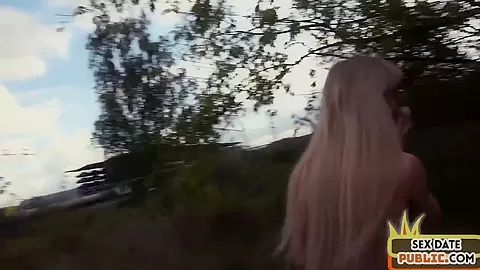 Public European babe pussyfucked outdoor by her sex date