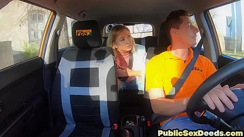 Perv student driver riding instructor cock after class