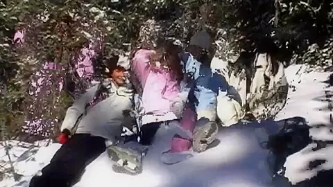 Snow angels flashing the camera
