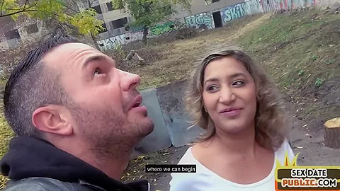 Public Euro MILF POV fucked by date in abandoned building