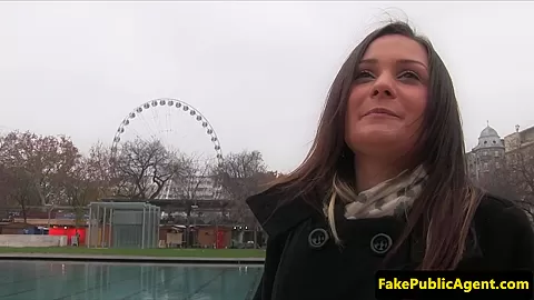 Pulled european teeny pumped in public stairway