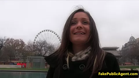 Pulled european teeny pumped in public stairway