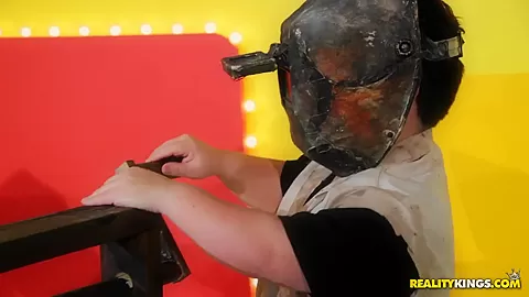 A group of girls test the new sex machine