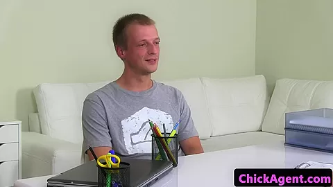 Tugging office amateur at casting