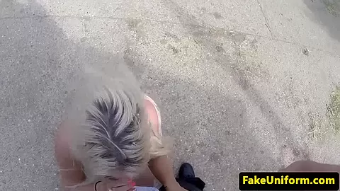 Bigtit amateur fucked on bonnet of cops car