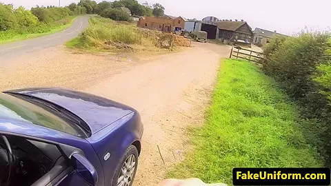 Bigtit amateur fucked on bonnet of cops car