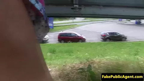 Breasty european pulled and pussyfucked outdoor