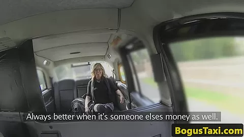 Glam taxi milf gagging on the drivers cock