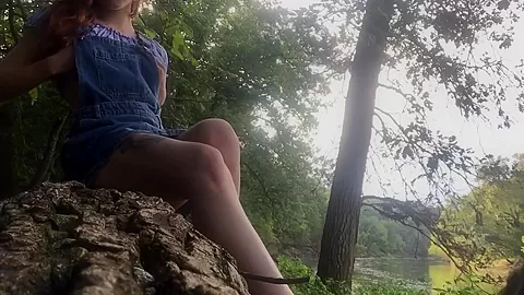 Petite redhead college teen 18+ public mastubation and orgasm by the river