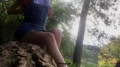 Petite redhead college teen 18+ public mastubation and orgasm by the river