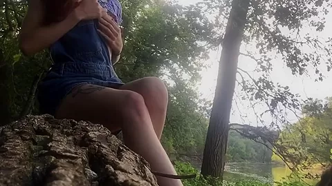 Petite redhead college teen 18+ public mastubation and orgasm by the river