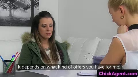 Tattooed casting lez strapon fucked by agent