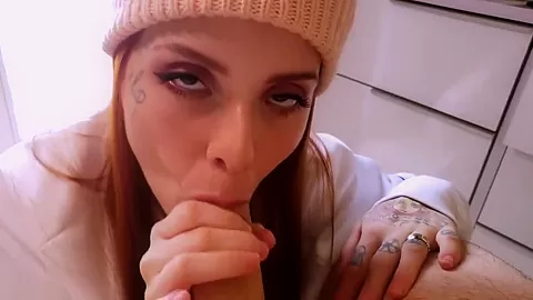 Redhead teen 18+ whore wants to test her new phone Sucking my cock and CUM.