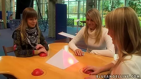 A group of blondes goes to a science fair